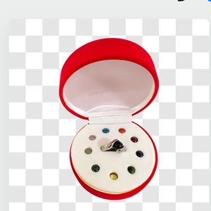 Interchangeable 925 sterling silver 9 Gemstone Glass Ball Infinity Ring size 8.